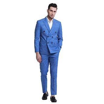 Men's 2 pc Pinstriped Crosshtach Double Breasted Suit Set