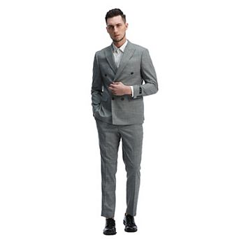 Men's 2 pc Pinstriped Crosshtach Double Breasted Suit Set