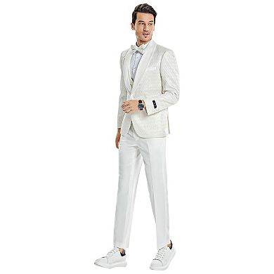 Men's 3pc Honeycomb Suit Set w/ Satin Shawl Collar