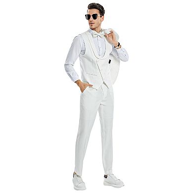 Men's 3pc Honeycomb Suit Set w/ Satin Shawl Collar