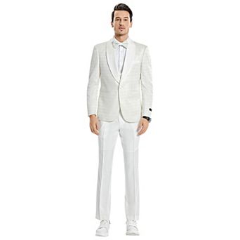 Men's 3 pc Honeycomb Suit Set w/ Satin Shawl Collar