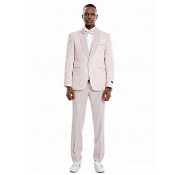 Men's 3 pc Honeycomb Suit Set w/ Satin Shawl Collar