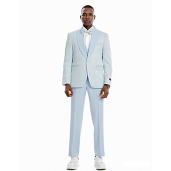 Men's 3 pc Honeycomb Suit Set w/ Satin Shawl Collar