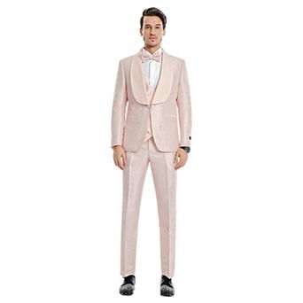 Men's 3 pc Floral Paisley Suit Set w/ Wide Satin Shawl Collar