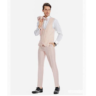 Men's 3pc Floral Paisley Suit Set w/ Wide Satin Shawl Collar