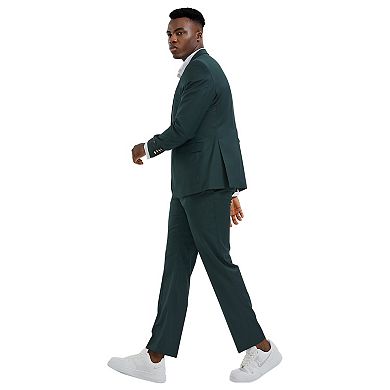 Men’s Skinny-Fit 3-Piece Solid Suit Set with Peak Lapel Jacket & Double-Breasted Vest