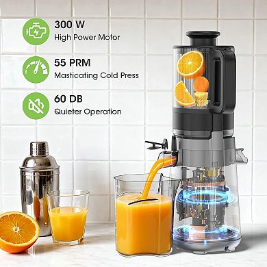 Juicer Machines, 5.3" Wide Feed Chute Cold Press Juicer