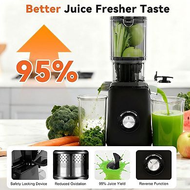 Masticating Juicer with High Juice Yield, Reverse Function