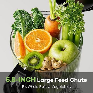 Cold Press Juicer, 5.8" Wide Feed Chute Juice Extractor Machine with 400W, High Juice Yield
