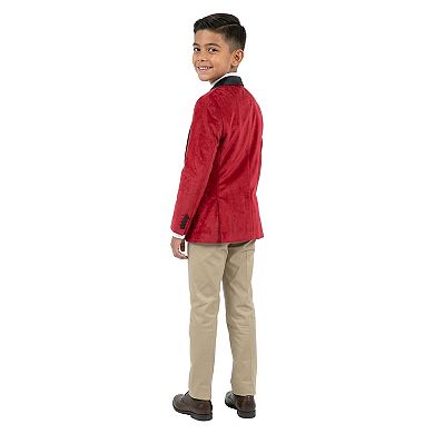 Perry Ellis Velvet Christmas Dinner Jacket Blazer w/ Satin Collar, Little Boys (4-7)