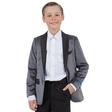 Perry Ellis Velvet Christmas Dinner Jacket Blazer w/ Satin Collar, Little Boys (4-7)