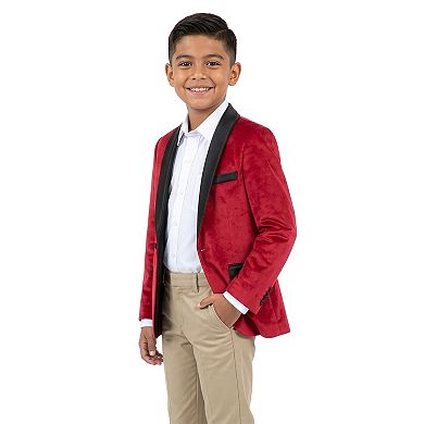 Perry Ellis Velvet Christmas Dinner Jacket Blazer w/ Satin Collar, Little Boys (4-7)