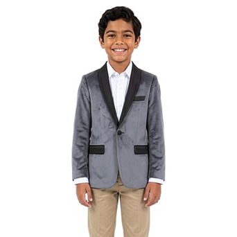 Perry Ellis Velvet Christmas Dinner Jacket Blazer w/ Satin Collar, Little Boys (4-7)