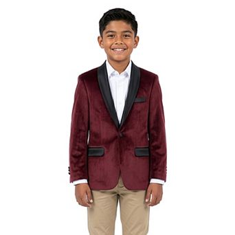 Perry Ellis Velvet Christmas Dinner Jacket Blazer w/ Satin Collar, Toddler Boys (2T-3T)