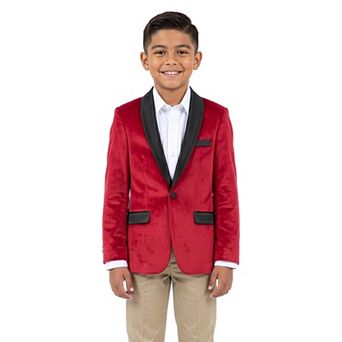 Perry Ellis Velvet Christmas Dinner Jacket Blazer w/ Satin Collar, Toddler Boys (2T-3T)