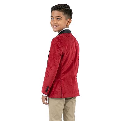 Perry Ellis Velvet Christmas Dinner Jacket Blazer w/ Satin Collar, Big Boys (8-20)