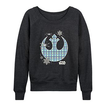 Women's Star Wars Holiday Plaid Rebel Icon French Terry Long Sleeve Tee