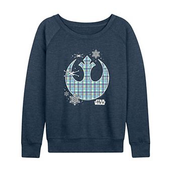 Women's Star Wars Holiday Plaid Rebel Icon French Terry Long Sleeve Tee