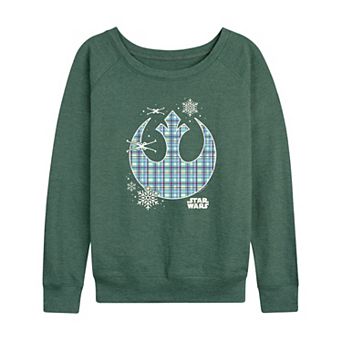 Women's Star Wars Holiday Plaid Rebel Icon French Terry Long Sleeve Tee