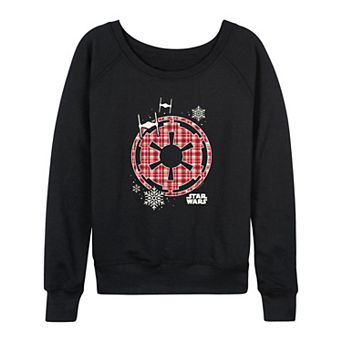 Women's Star Wars Holiday Plaid Empire Icon French Terry Long Sleeve Tee