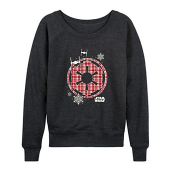 Women's Star Wars Holiday Plaid Empire Icon French Terry Long Sleeve Tee