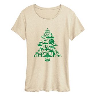 Women's Star Wars Ships Christmas Tree Silhouette Graphic Tee