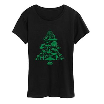 Women's Star Wars Ships Christmas Tree Silhouette Graphic Tee
