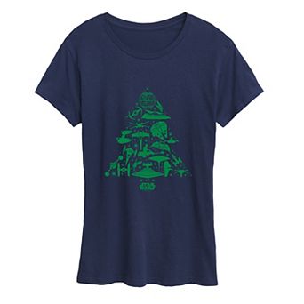 Women's Star Wars Ships Christmas Tree Silhouette Graphic Tee