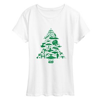 Women's Star Wars Ships Christmas Tree Silhouette Graphic Tee