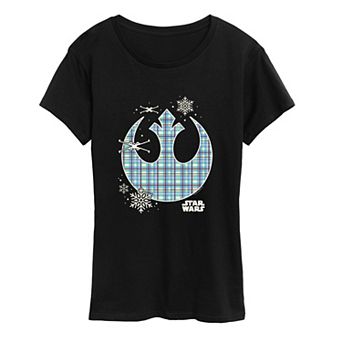 Women's Star Wars Holiday Plaid Rebel Icon Graphic Tee