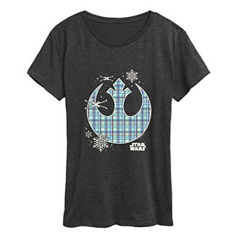 Women's Star Wars Holiday Plaid Rebel Icon Graphic Tee