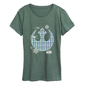 Women's Star Wars Holiday Plaid Rebel Icon Graphic Tee