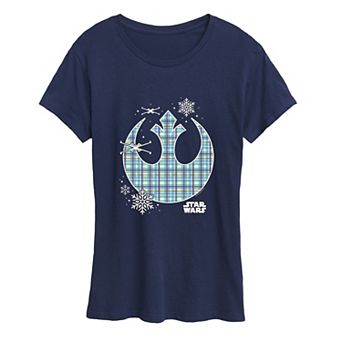Women's Star Wars Holiday Plaid Rebel Icon Graphic Tee