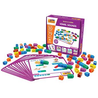 Junior Learning Rainbow Phonics Blox Vowel Sounds - 30 Activity Cards, Build & Learn