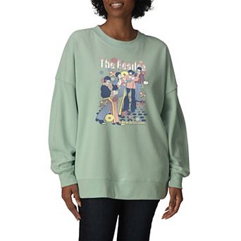 Women's The Beatles Floral Retro Oversized Fleece Crew Sweatshirt