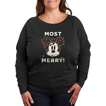Plus Size Disney's Mickey Mouse Most Merry! French Terry Long Sleeve Tee