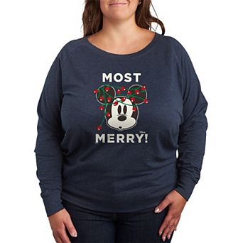 Plus Size Disney's Mickey Mouse Most Merry! French Terry Long Sleeve Tee