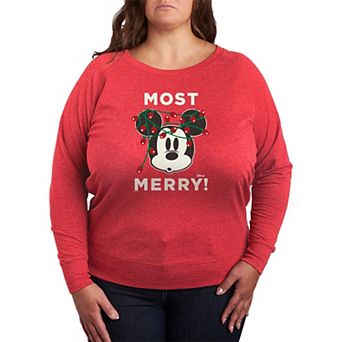 Plus Size Disney's Mickey Mouse Most Merry! French Terry Long Sleeve Tee
