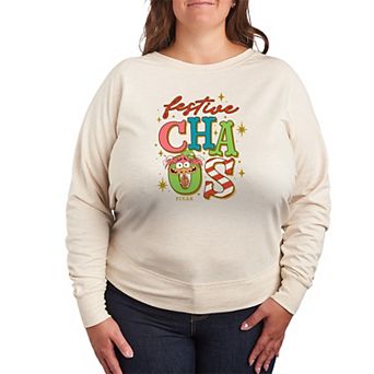 Plus Size Disney / Pixar's Inside Out 2 Festive Chaos French Terry Long Sleeve Tee