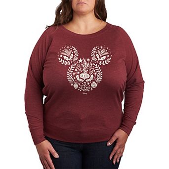 Plus Size Disney's Mickey Mouse Scandinavian Christmas French Terry Long Sleeve Tee