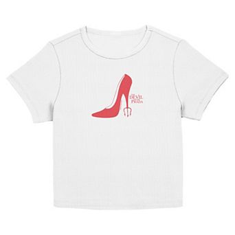 Juniors' The Devil Wears Prada Title & Heel Logo Graphic Baby Tee