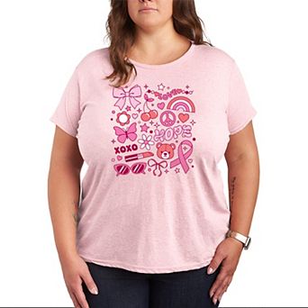 Plus Size Breast Cancer Awareness Collage Graphic Tee