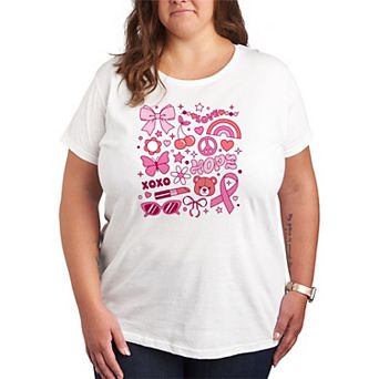 Plus Size Breast Cancer Awareness Collage Graphic Tee