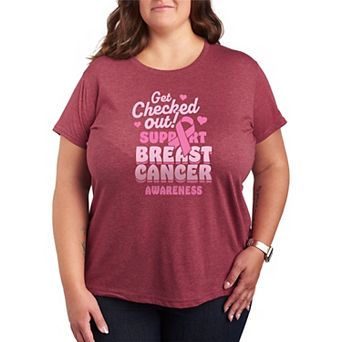 Plus Size Get Checked Out Breast Cancer Awareness Graphic Tee