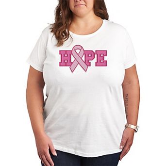 Plus Size Hope Breast Cancer Ribbon Graphic Tee