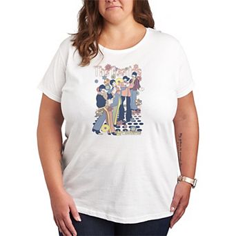 Plus Size The Beatles Floral Retro Graphic Tee