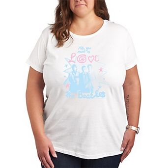 Plus Size The Beatles All You Need Is Love Distressed Graphic Tee