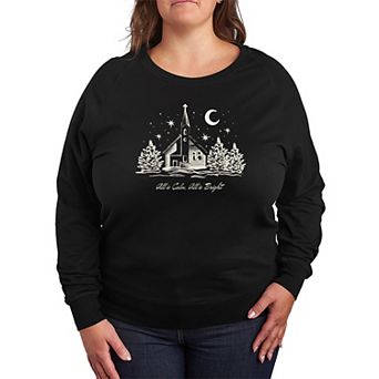 Plus Size All Is Calm, All Is Bright French Terry Long Sleeve Tee
