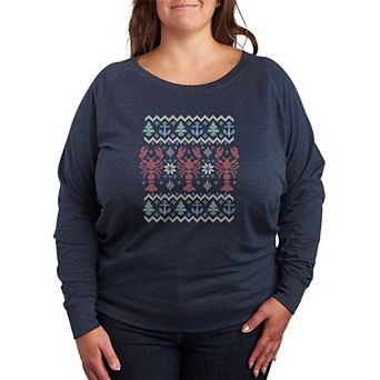 Plus Size Nautical Fair Isle French Terry Long Sleeve Tee