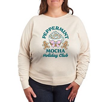 Plus Size Peppermint Mocha Holiday Club French Terry Long Sleeve Tee